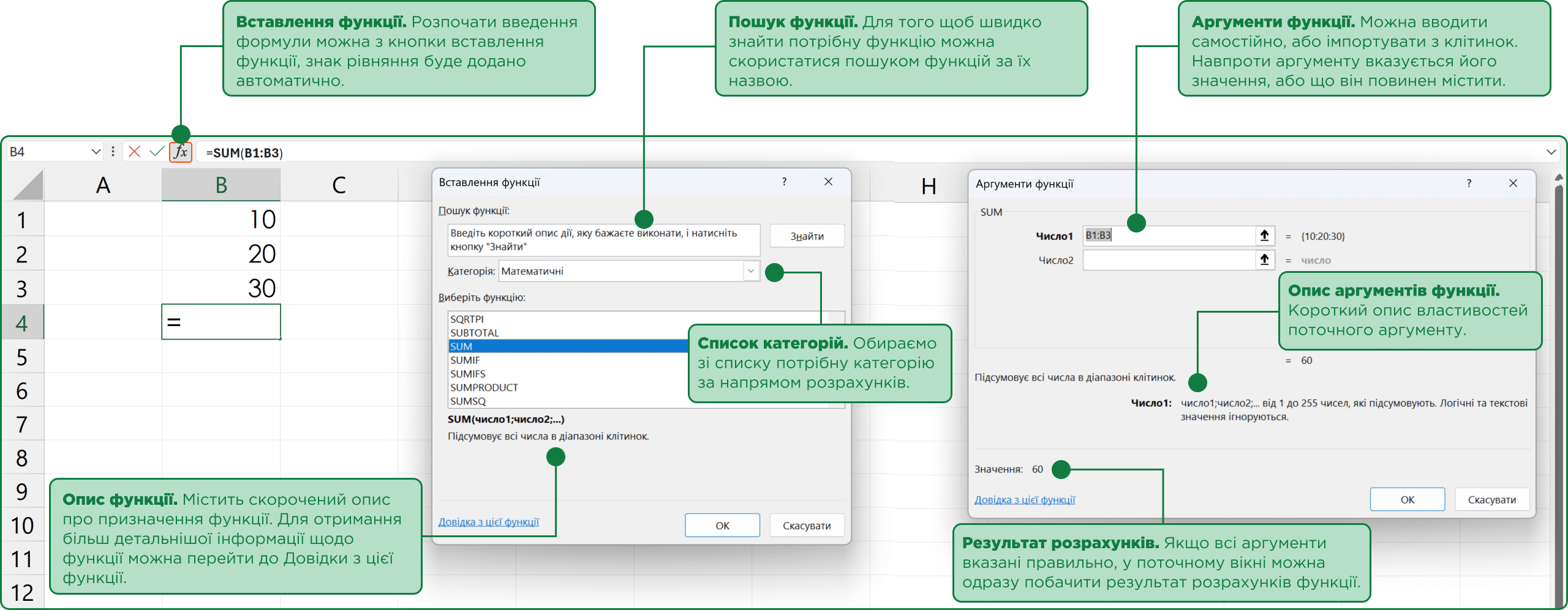 Додавання функції у формулу