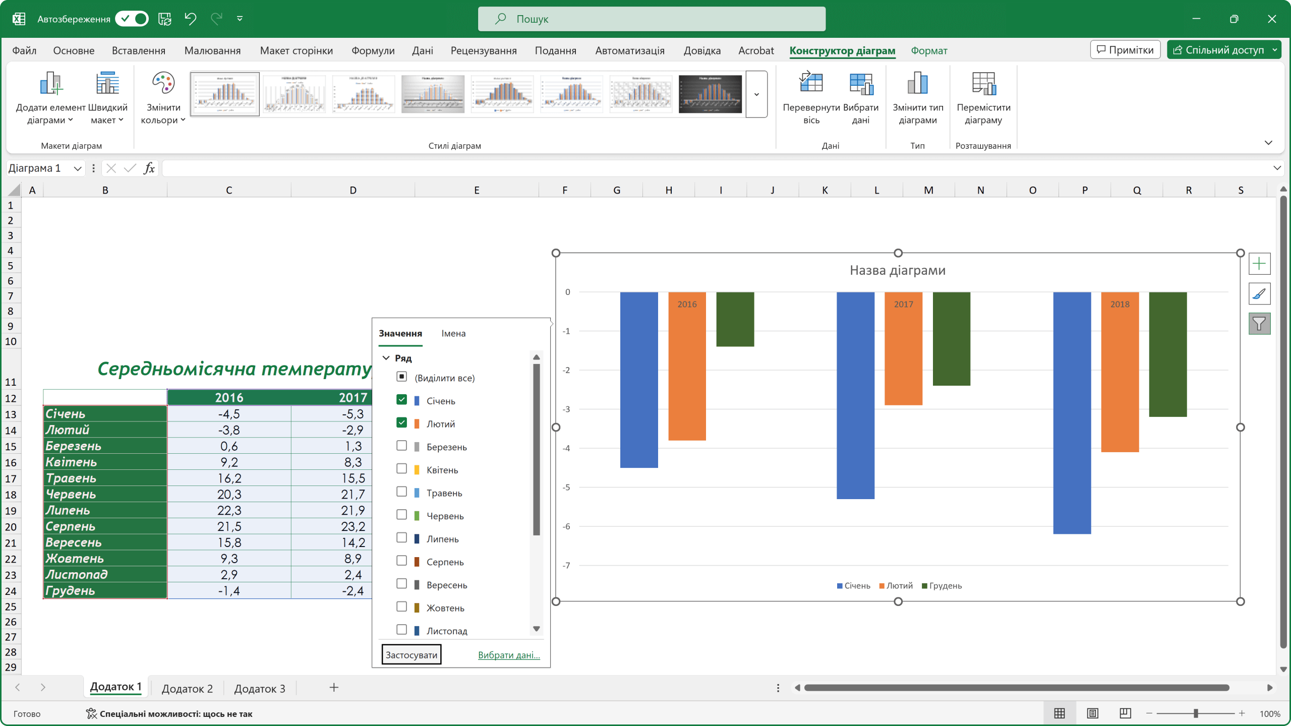 Фільтр даних, керуючі ярлики