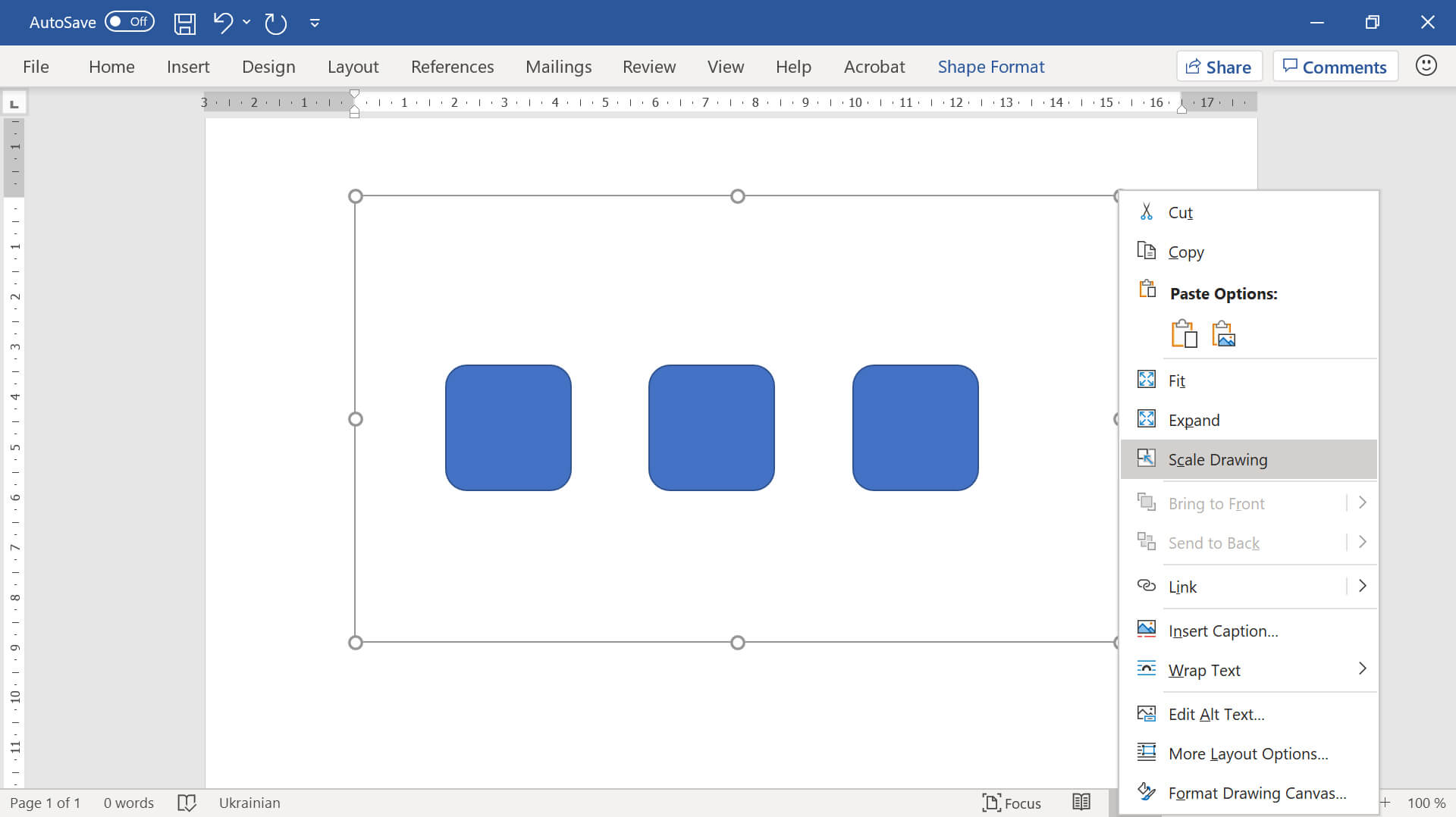 Одночасна зміна масштабу фігур в полотні